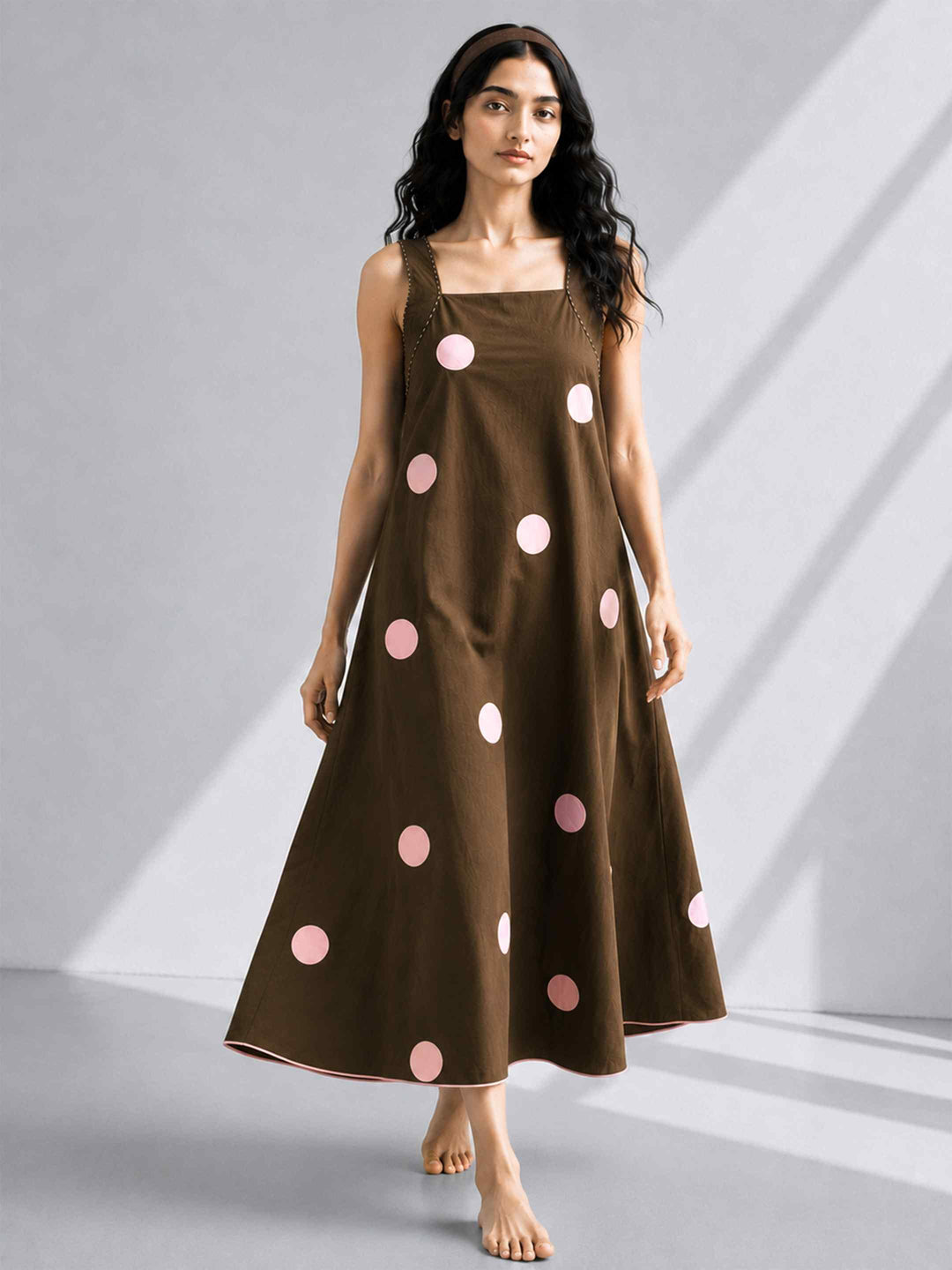 Classic Dress - Coffee Polkas
