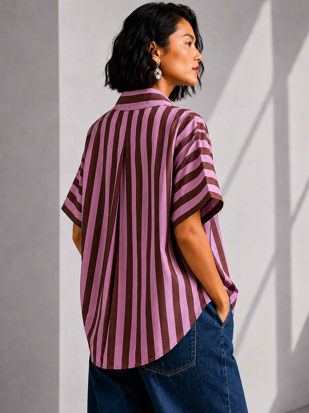 Aubergine Pink Stripe Top