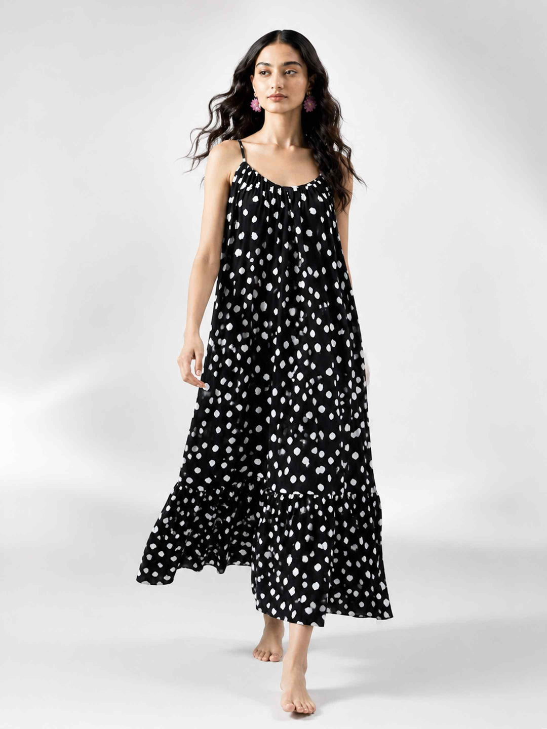 Boho Spirit Dress - Black Polka