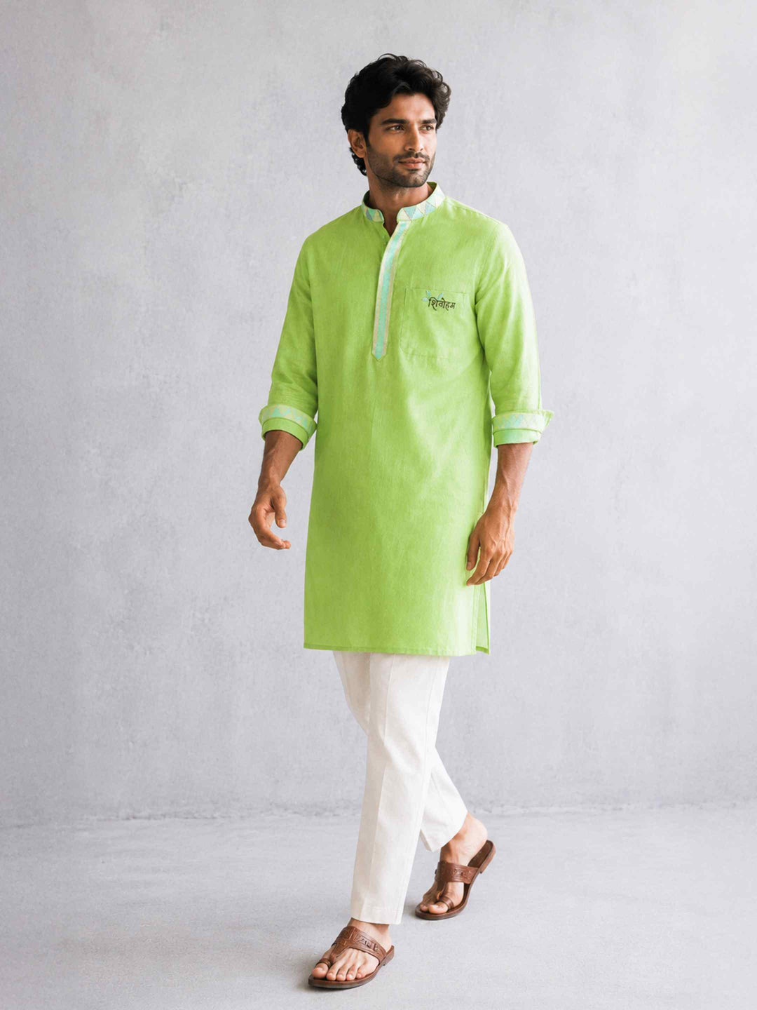 Shivoham Cotton Kurta - Lime