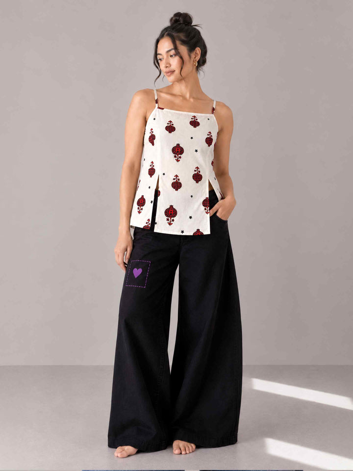 Strap Anaar Top - Red Black
