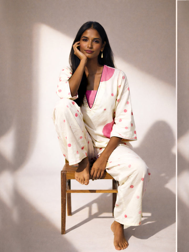 Luna Dot Kurti - Ivory White