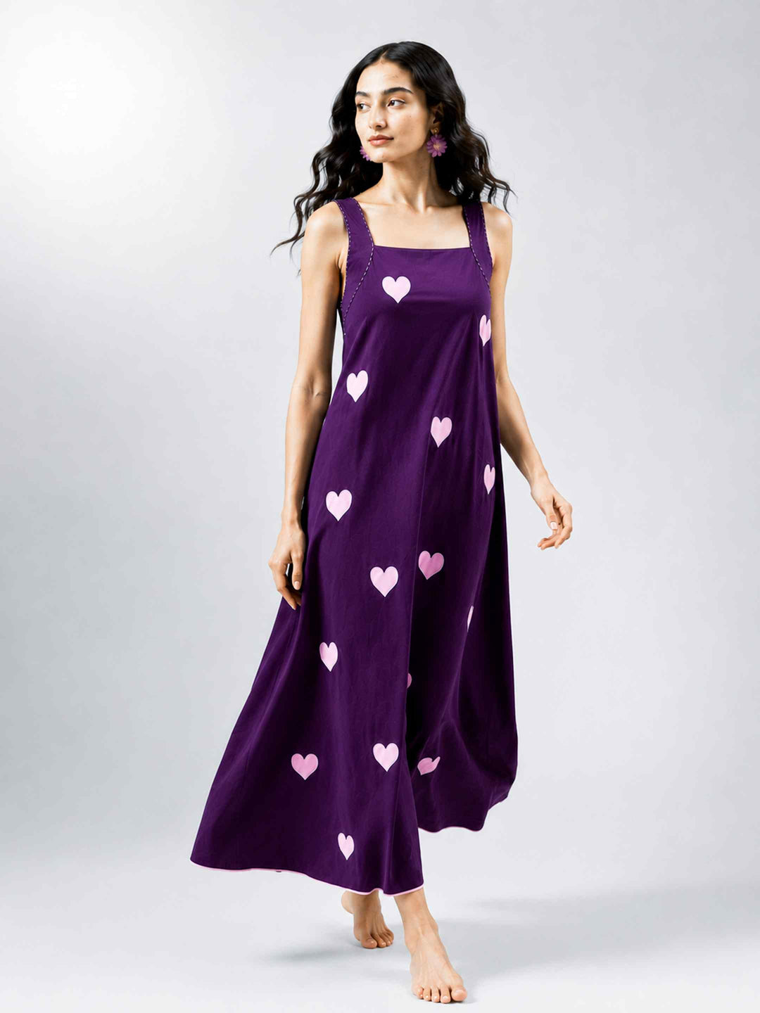 Classic Dress - Aubergine Hearts