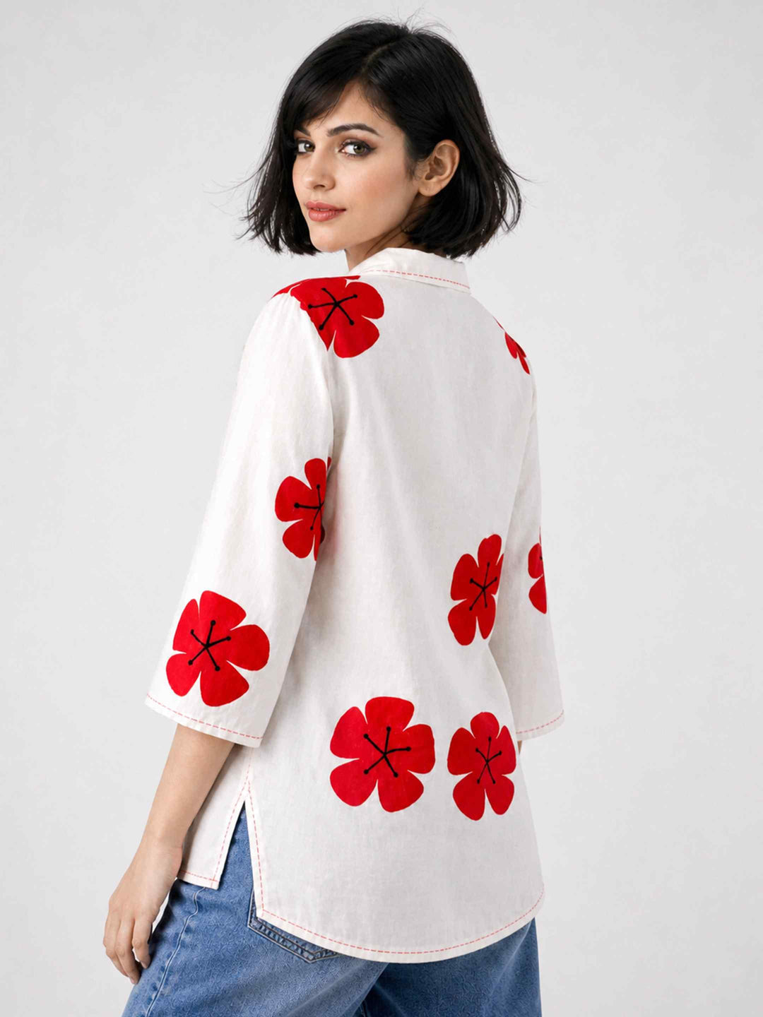 Blush Bloom Kurti - Berry Red
