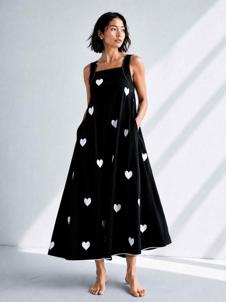 Classic Dress - Black Hearts
