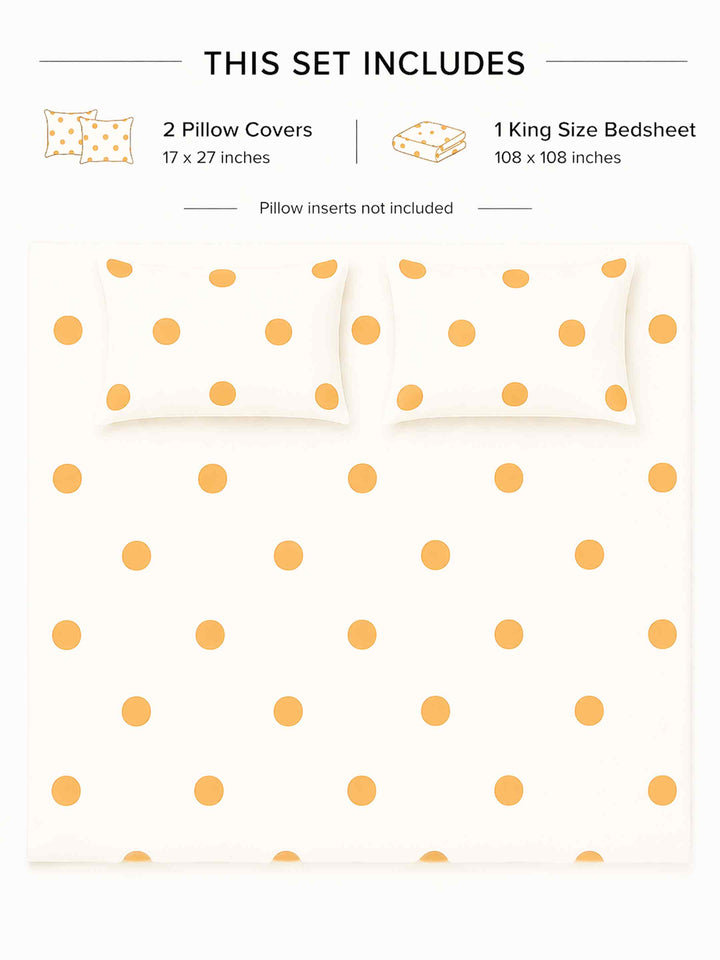 Ink Polka Bedsheet Set - Mustard