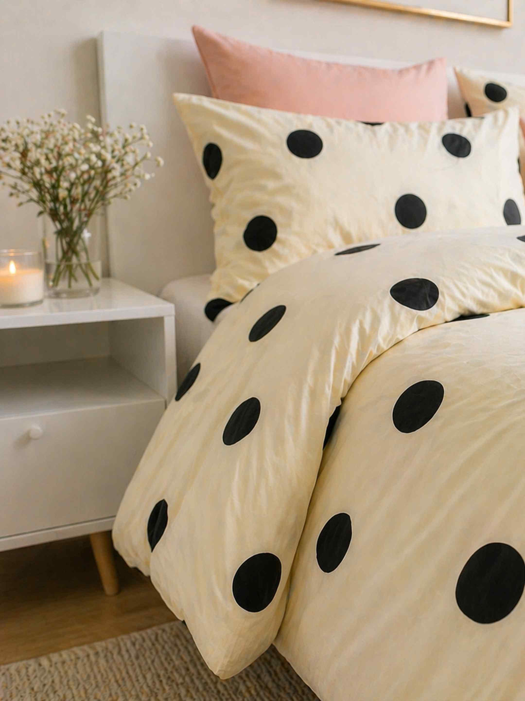 Ink Polka Duvet Cover Set - Black