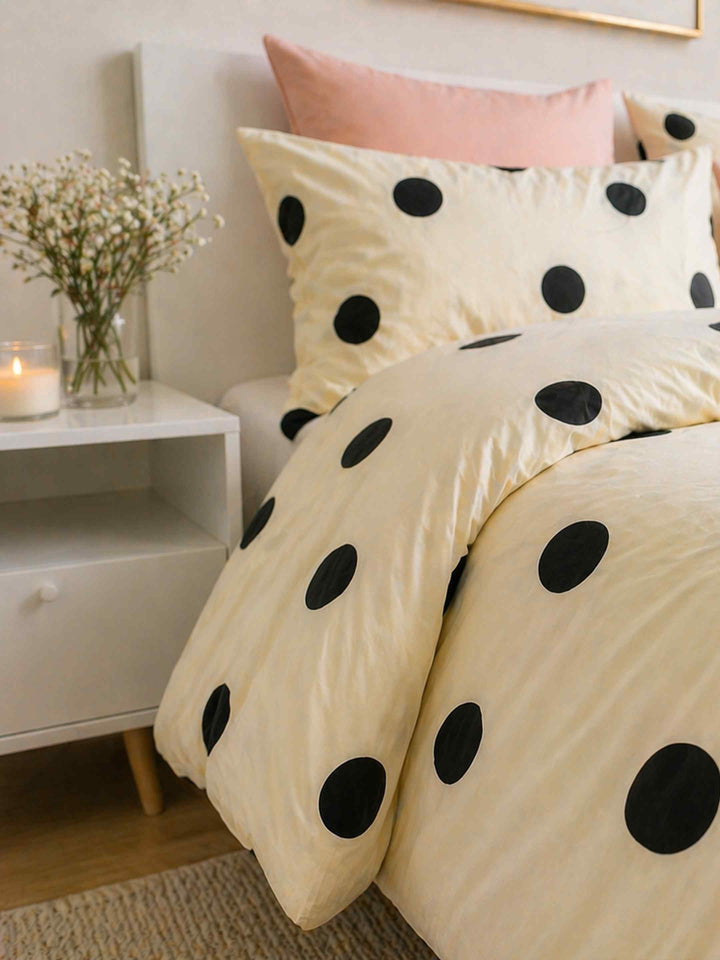 Ink Polka Duvet Cover Set - Black