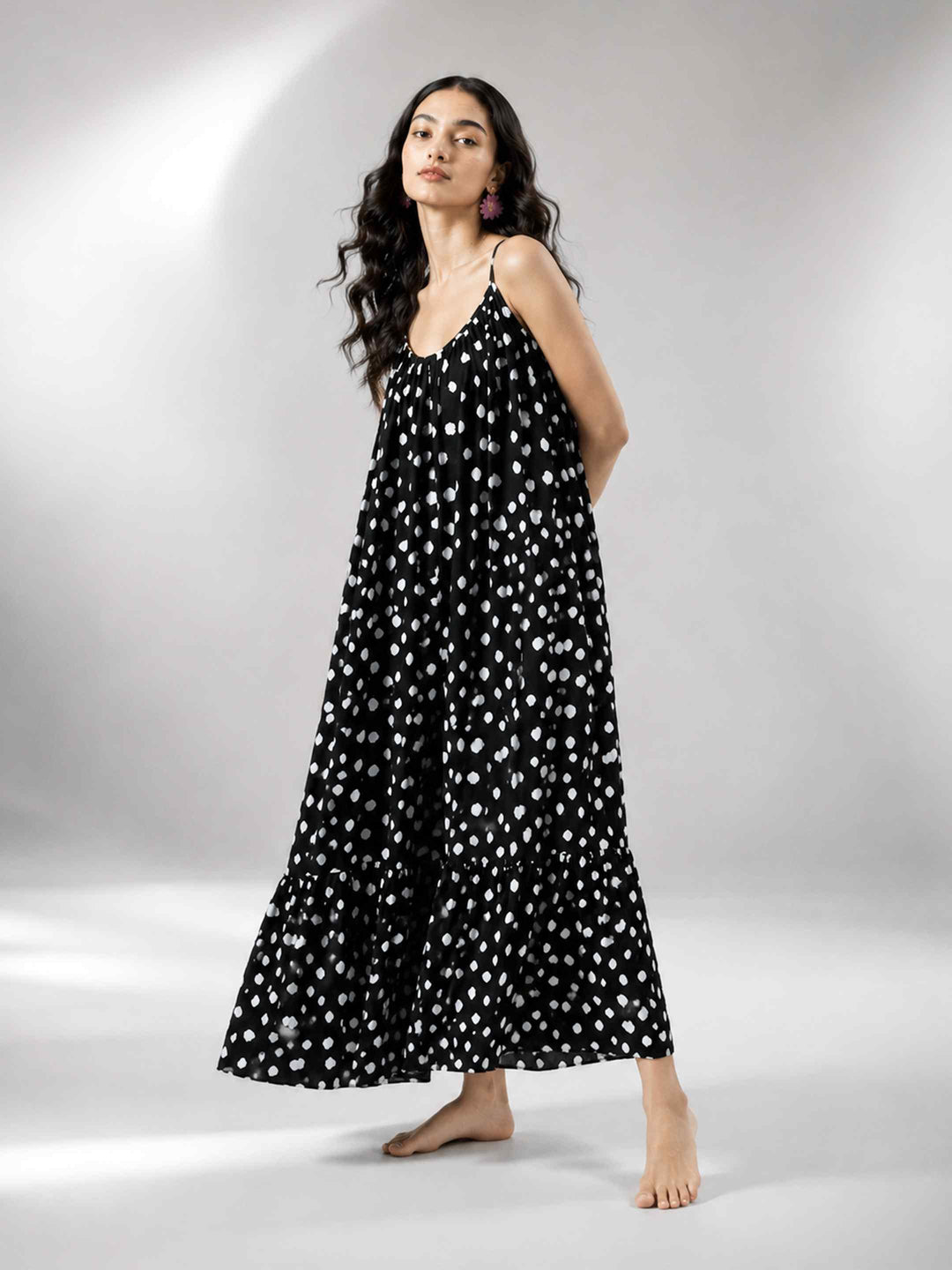 Boho Spirit Dress - Black Polka