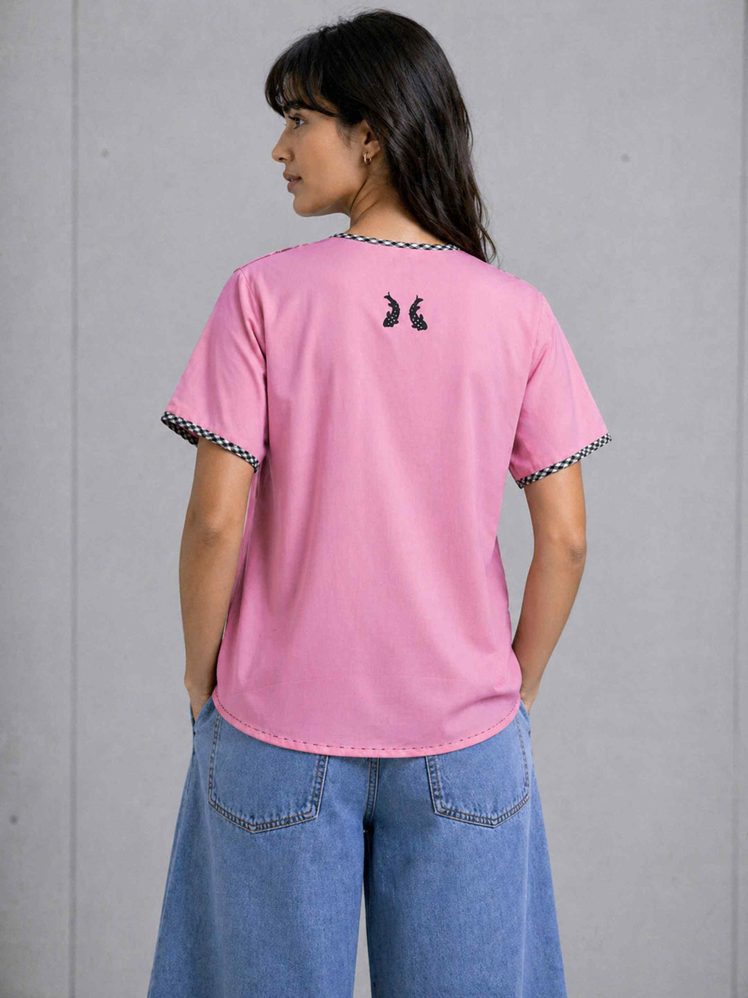 Petal Check Top - Pink