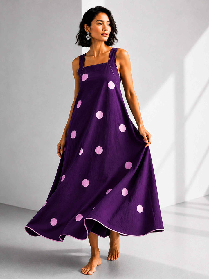 Classic Dress - Aubergine Polkas