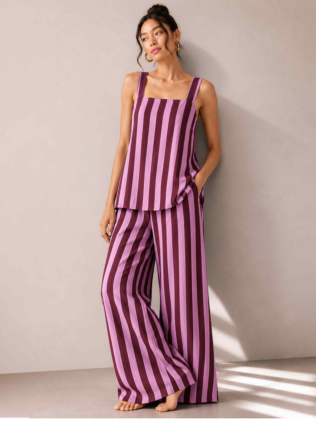 Aubergine Pink Stripe - Cr. ossback Co-ord Set
