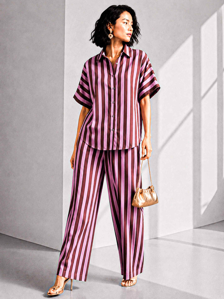 Aubergine Pink Stripe - Buttoned Down Set
