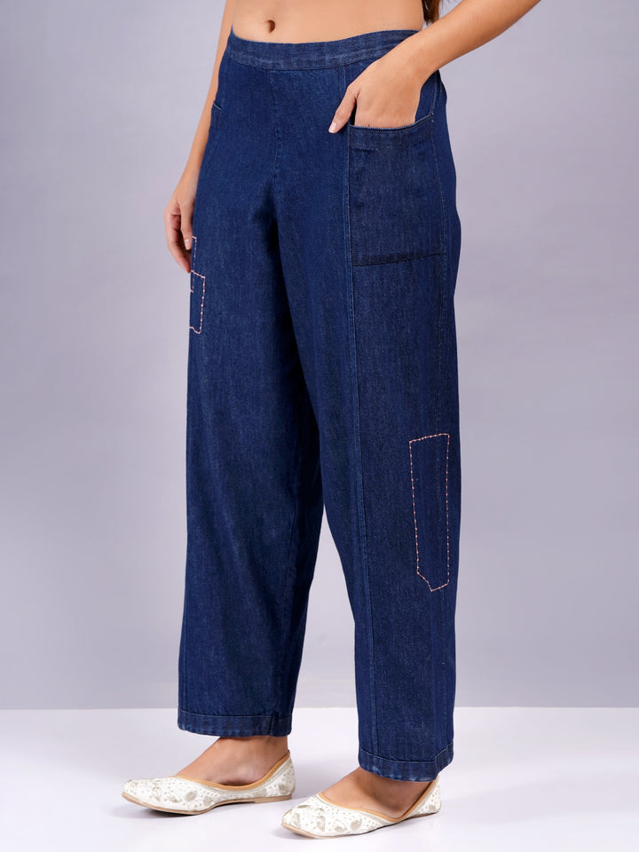 Indigo Blue Straight Fit Denim Pants