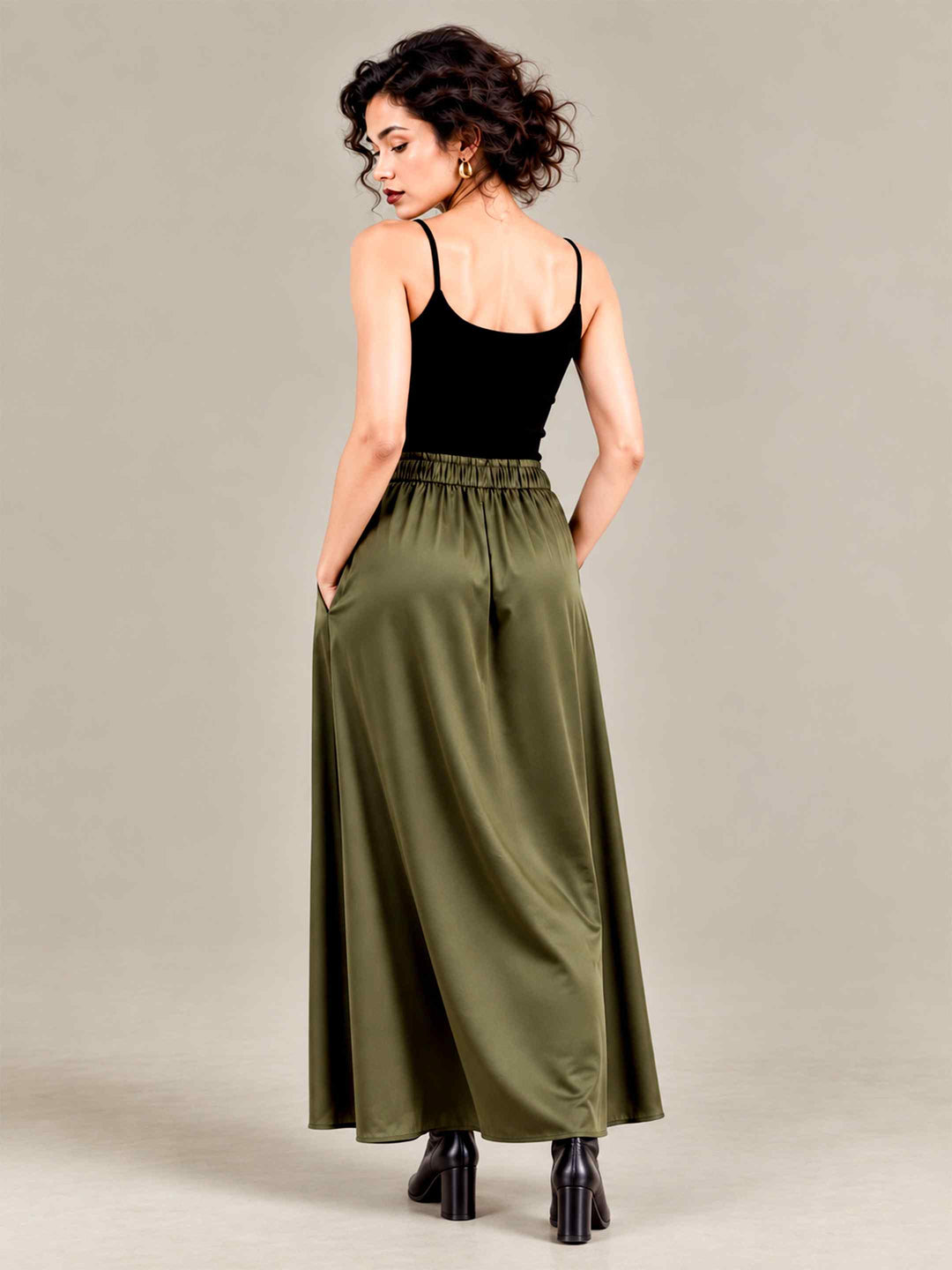 Satin Skirt - Olive