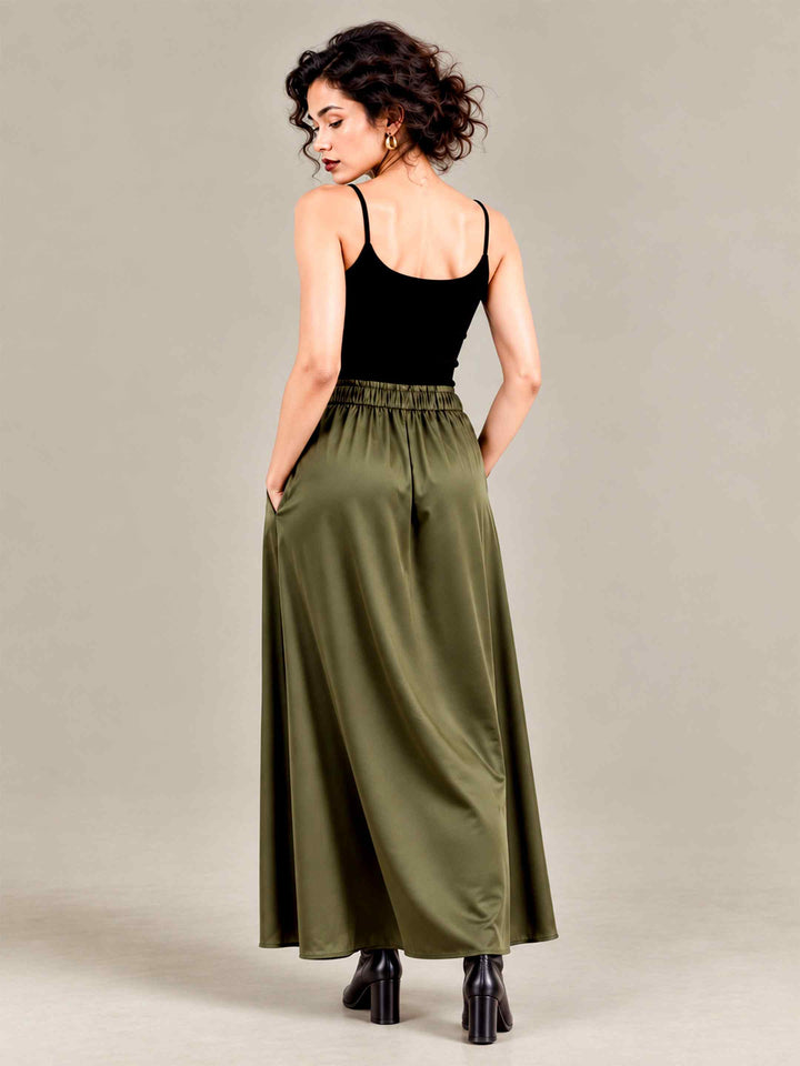 Satin Skirt - Olive