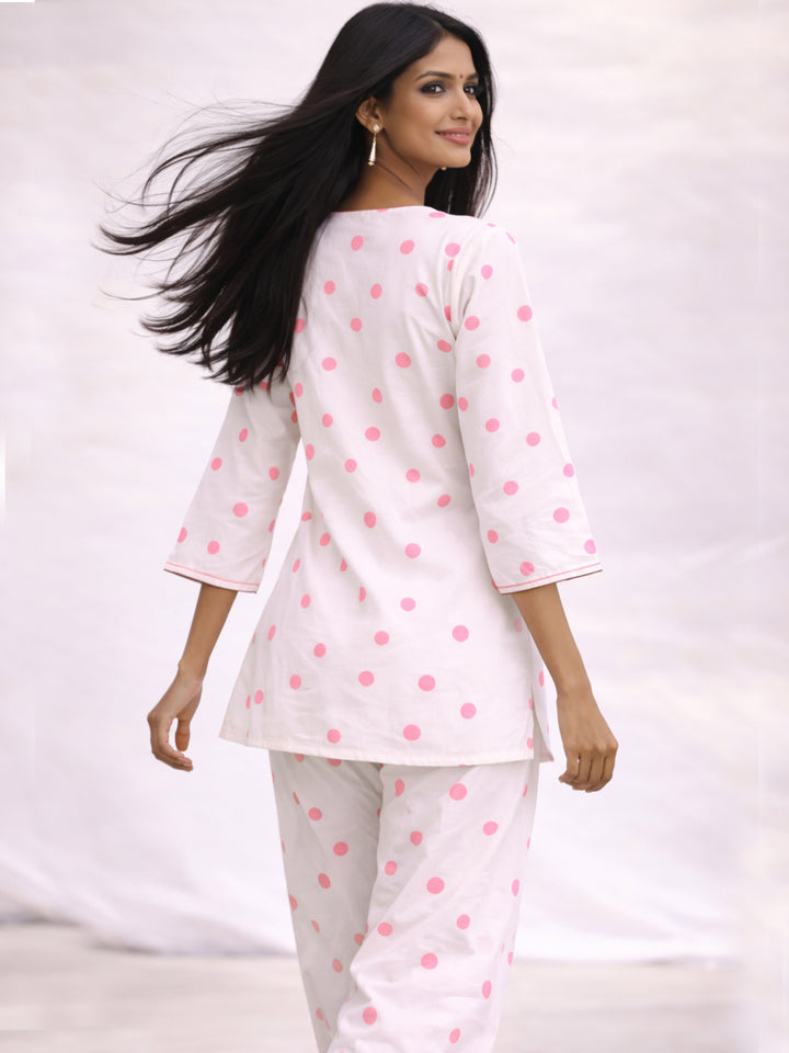 Luna Dot Kurti - Ivory White