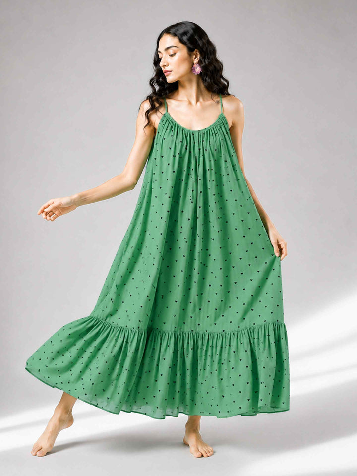 Boho Spirit Dress - Green Hearts