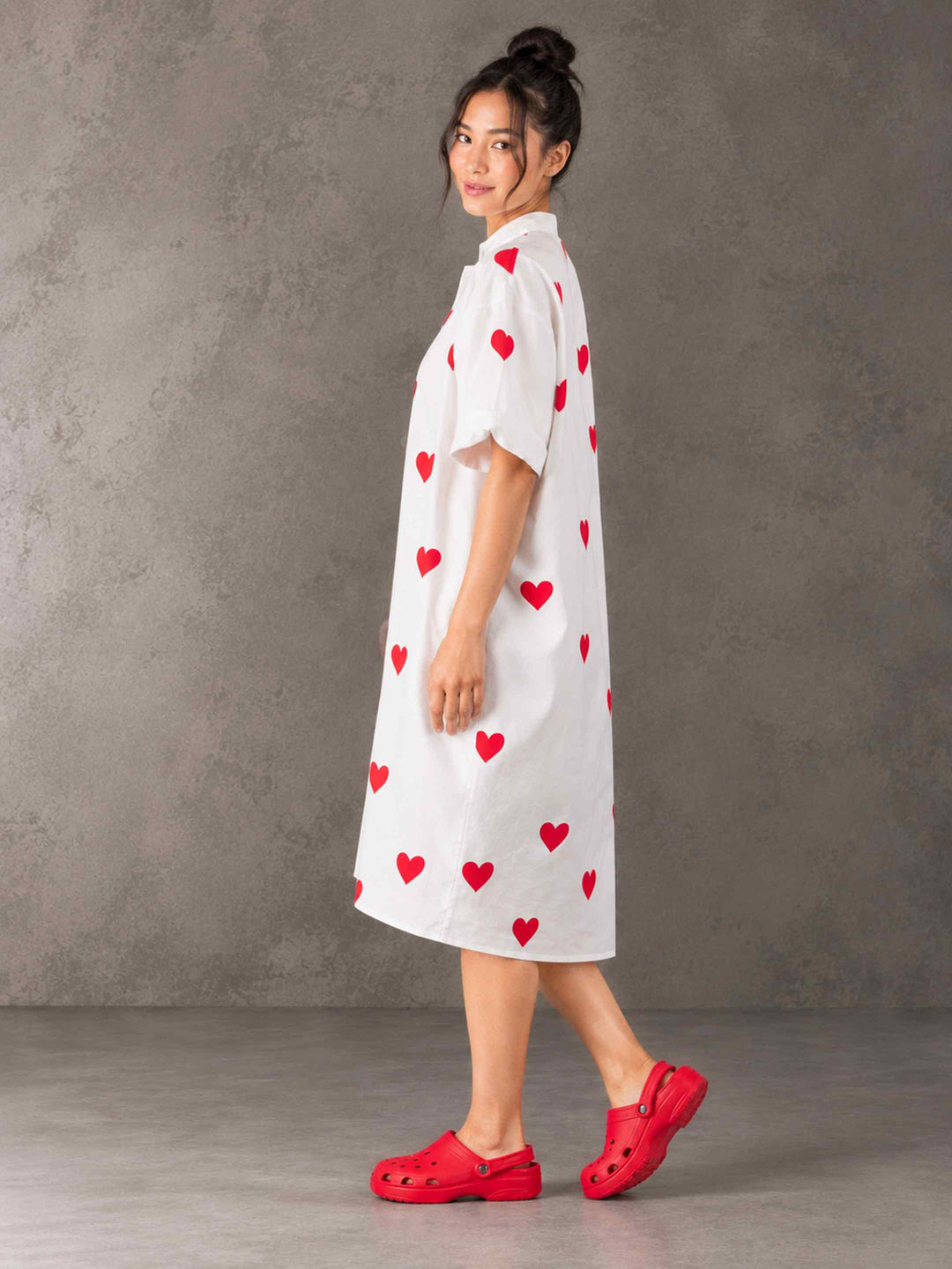 Cocoon Dress - Little Red Hearts