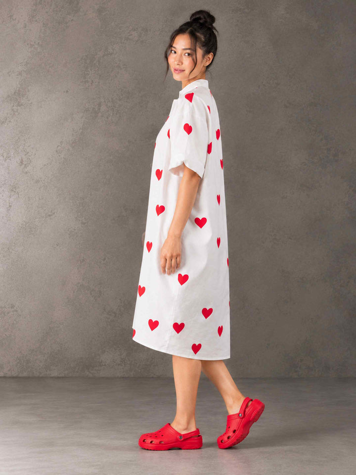 Cocoon Dress - Little Red Hearts