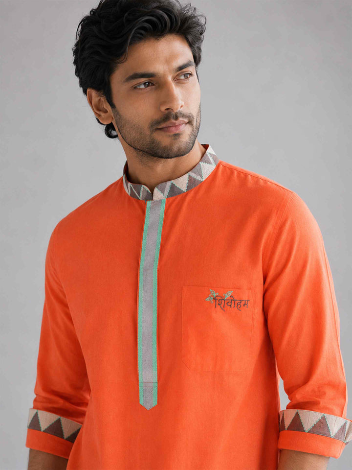 Shivoham Cotton Kurta - Saffron