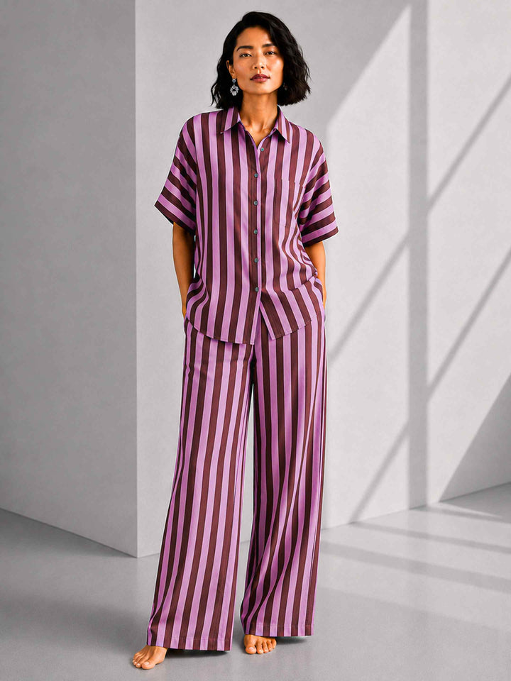 Aubergine Pink Stripe Top