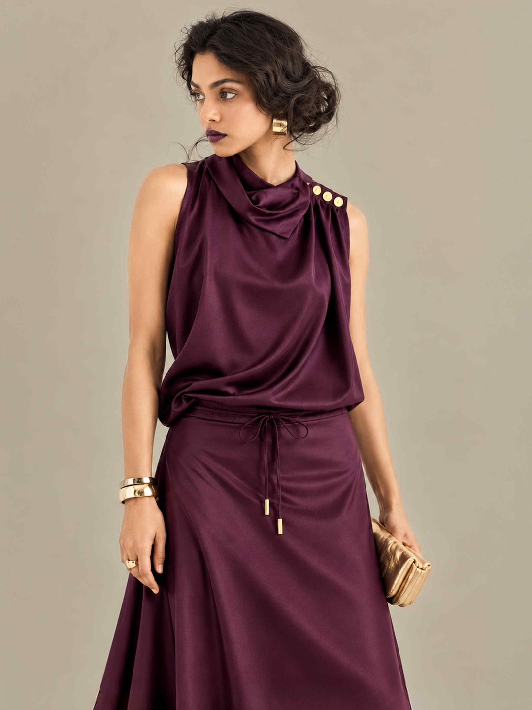 Satin Skirt - Wine
