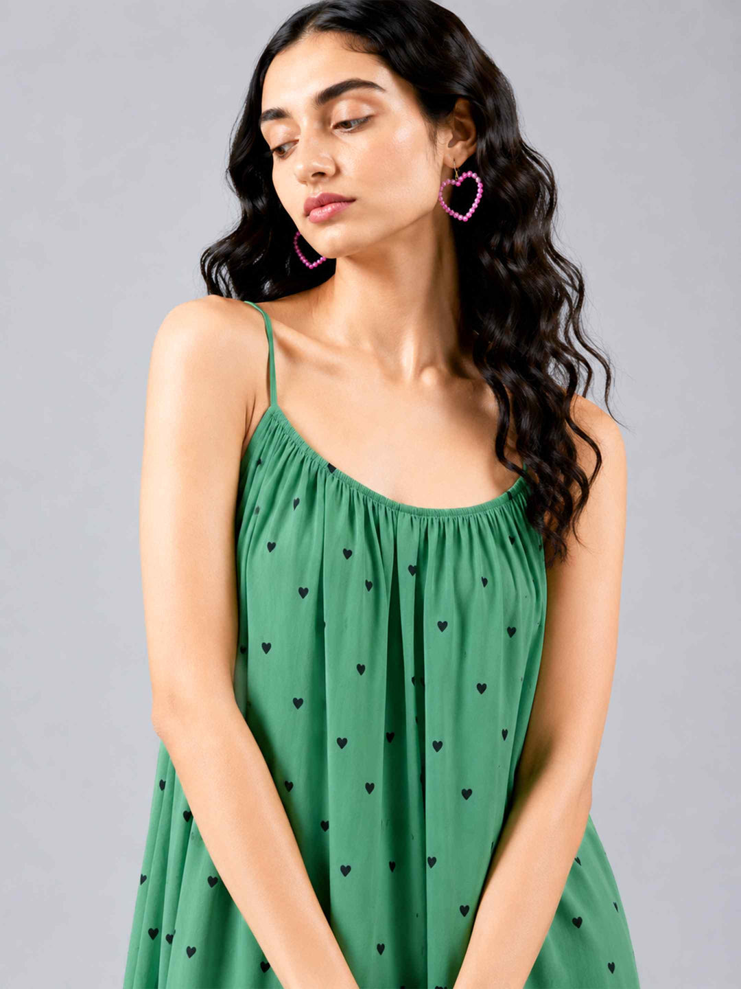 Boho Spirit Dress - Green Hearts
