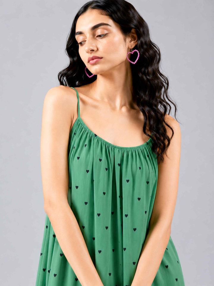 Boho Spirit Dress - Green Hearts