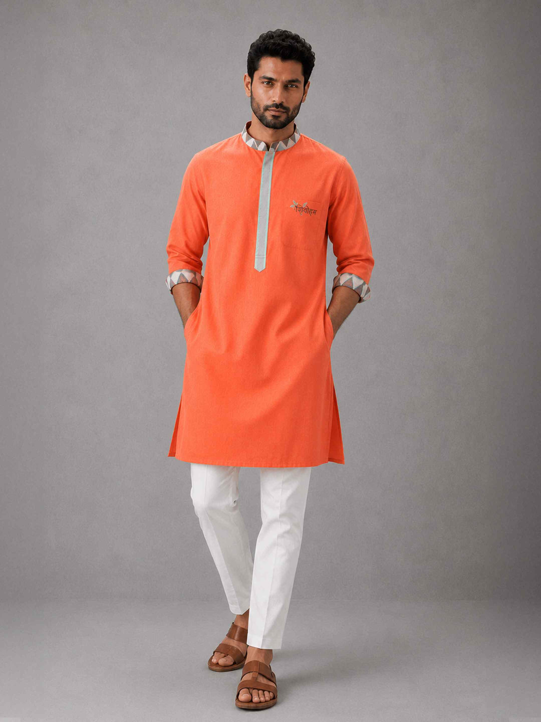 Shivoham Cotton Kurta - Saffron