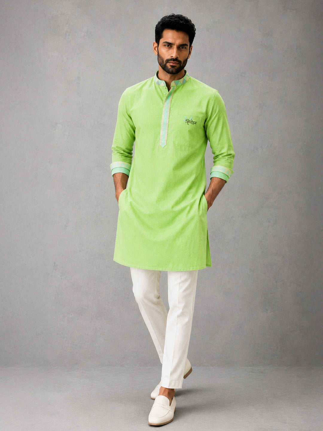 Shivoham Cotton Kurta - Lime