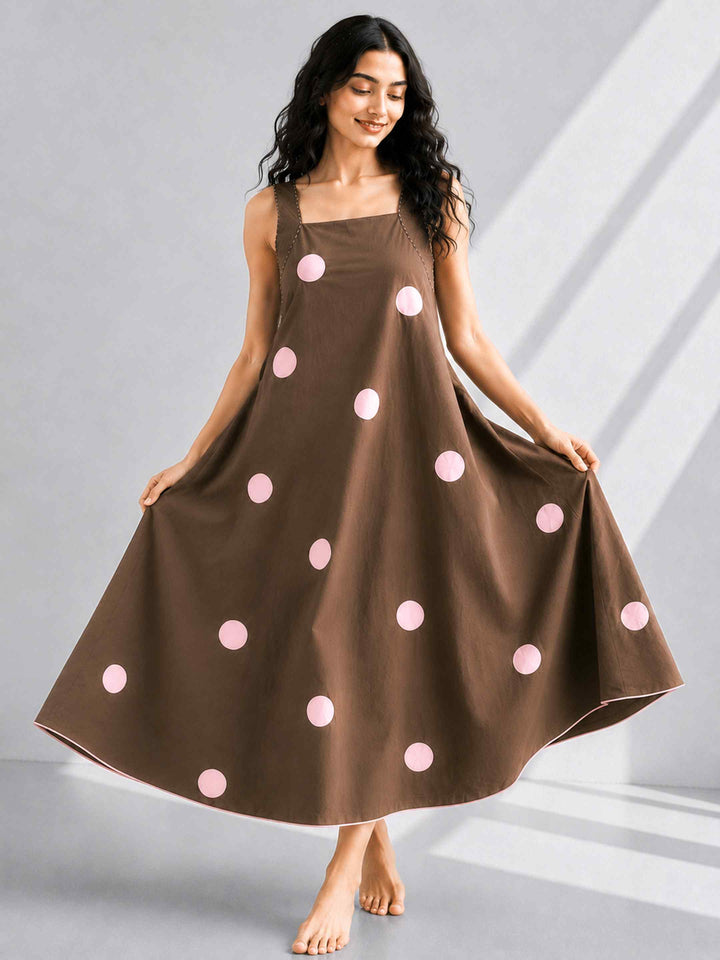 Classic Dress - Coffee Polkas