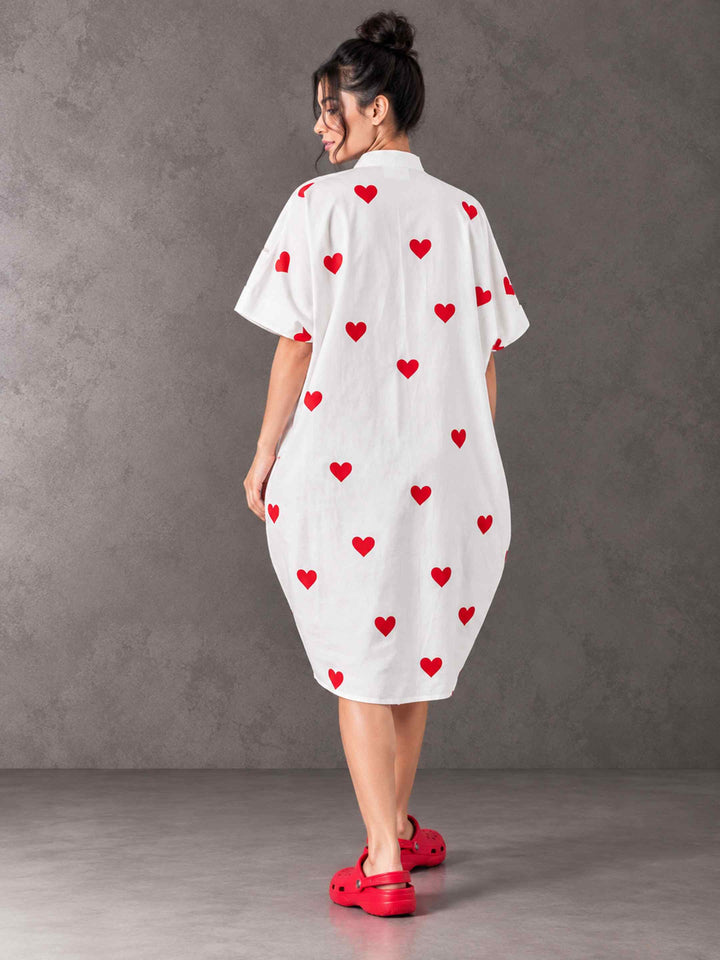 Cocoon Dress - Little Red Hearts