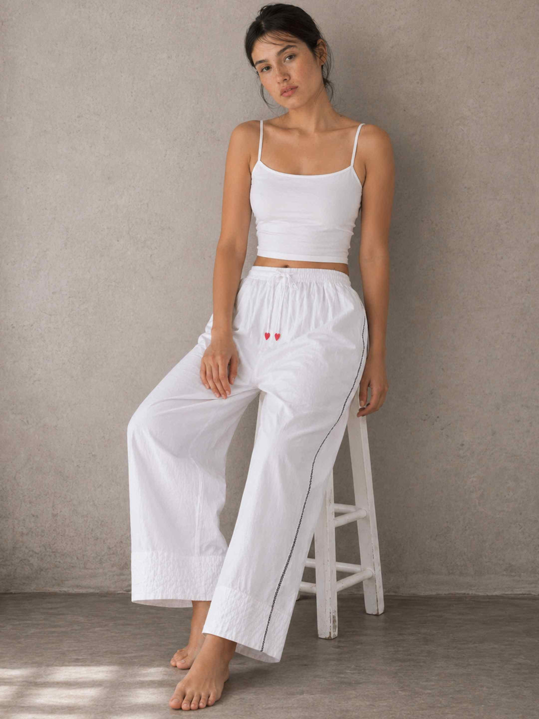 Heart Pants - White