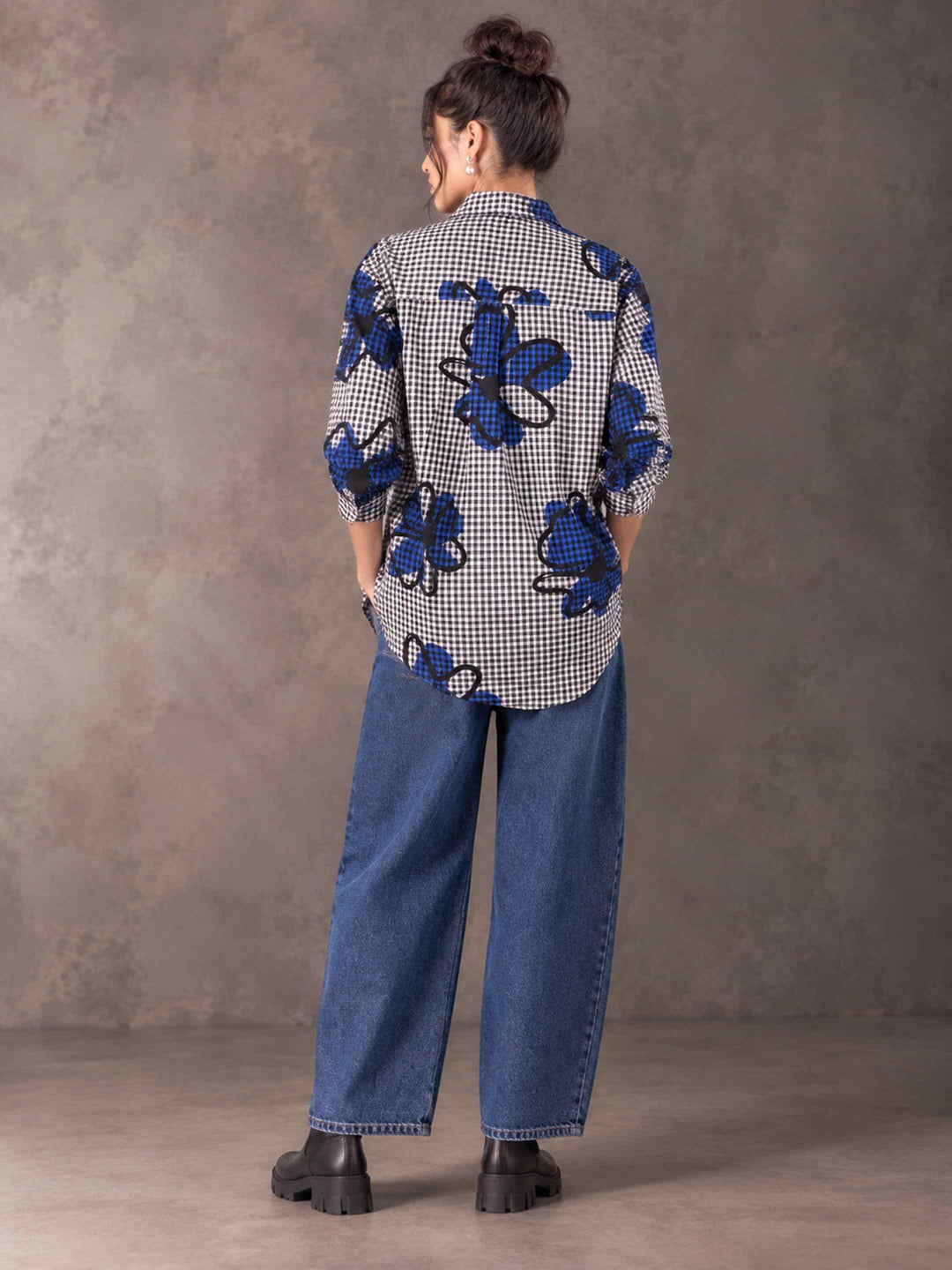 Gingham Doodle Shirt - Blue