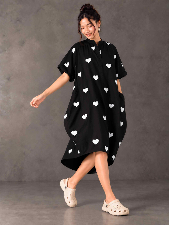 Cocoon Dress - Midnight Hearts