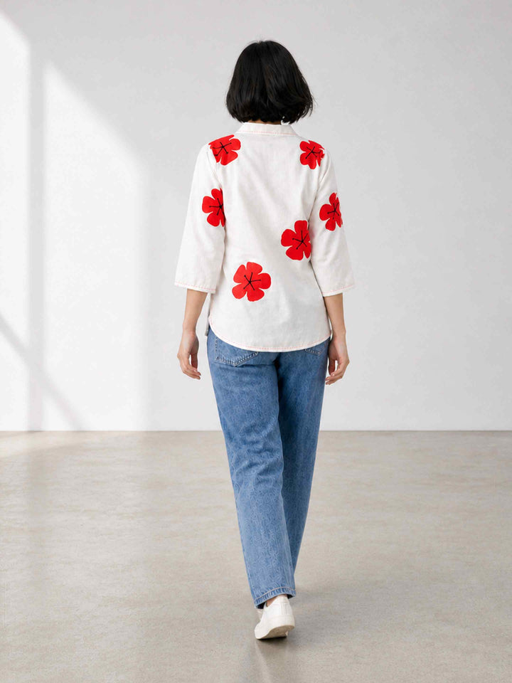 Blush Bloom Kurti - Berry Red