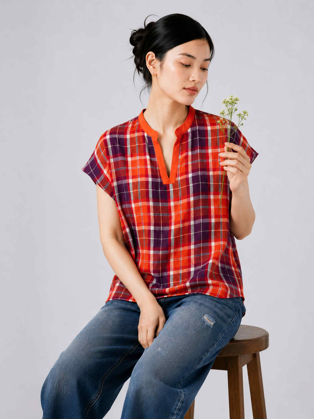 Mulberry Check Top