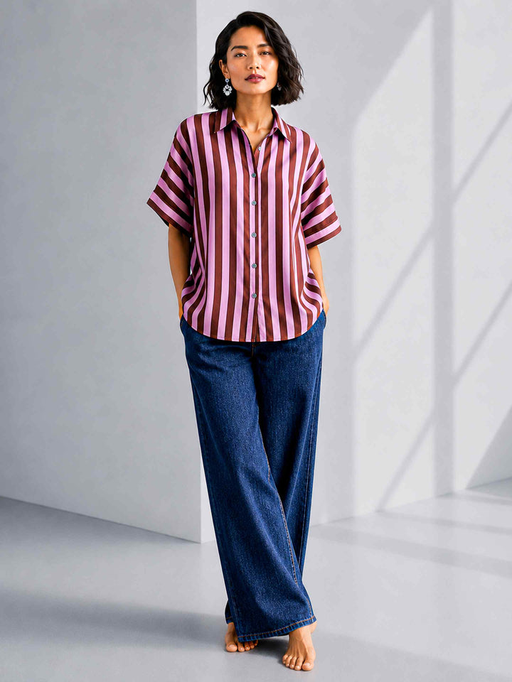 Aubergine Pink Stripe Top