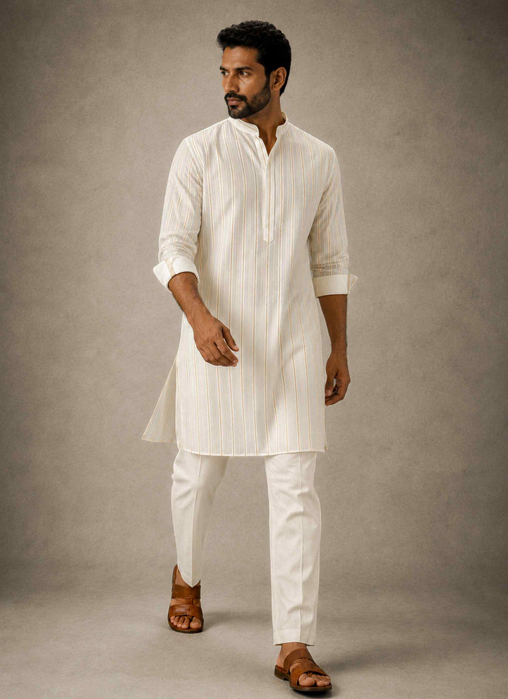Gold Line - Cotton Linen Kurta