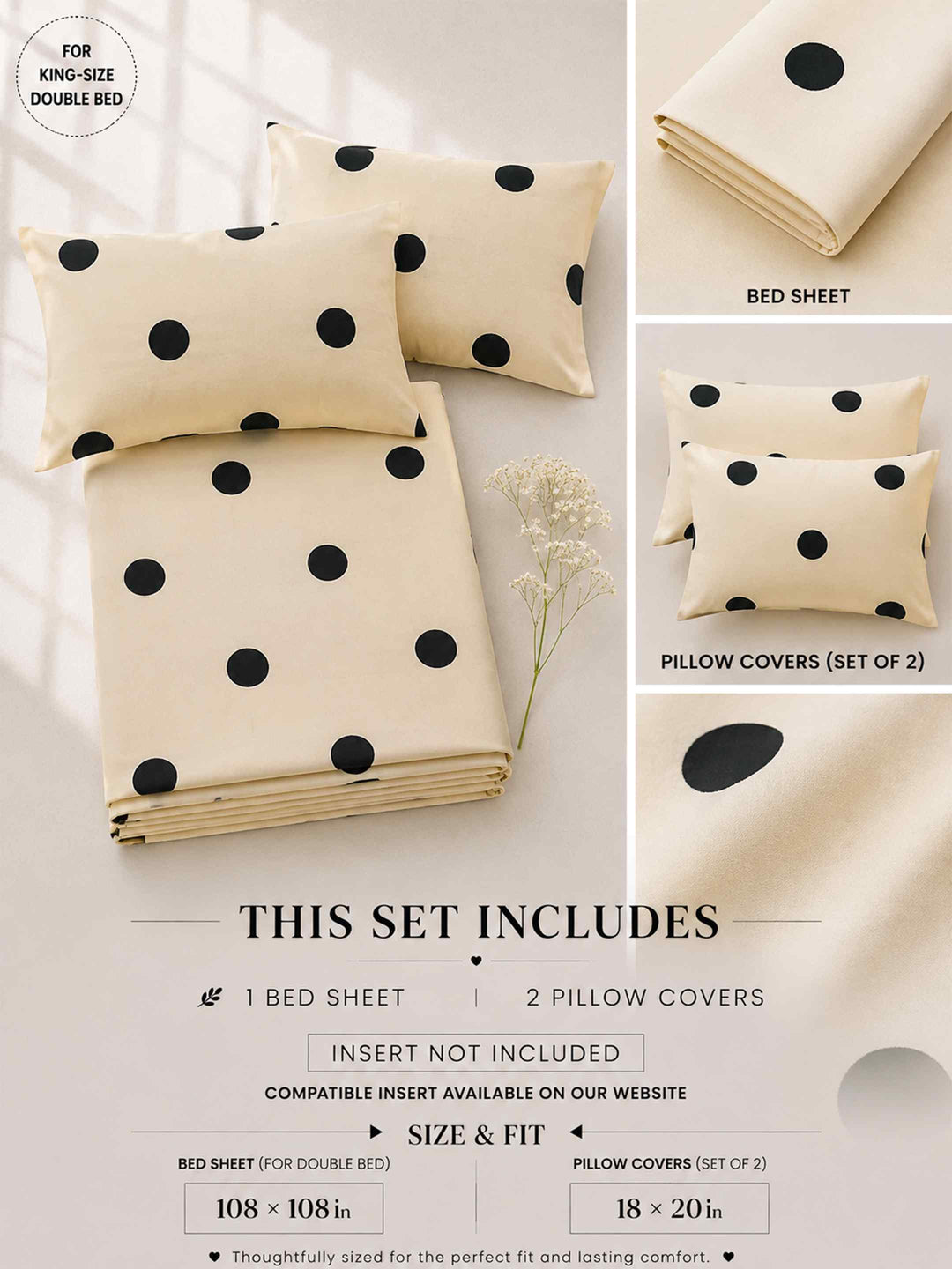 Ink Polka Bed Linen Set - Black