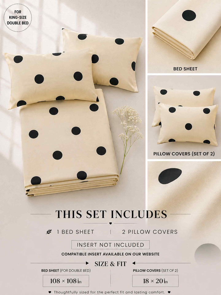 Ink Polka Bed Linen Set - Black