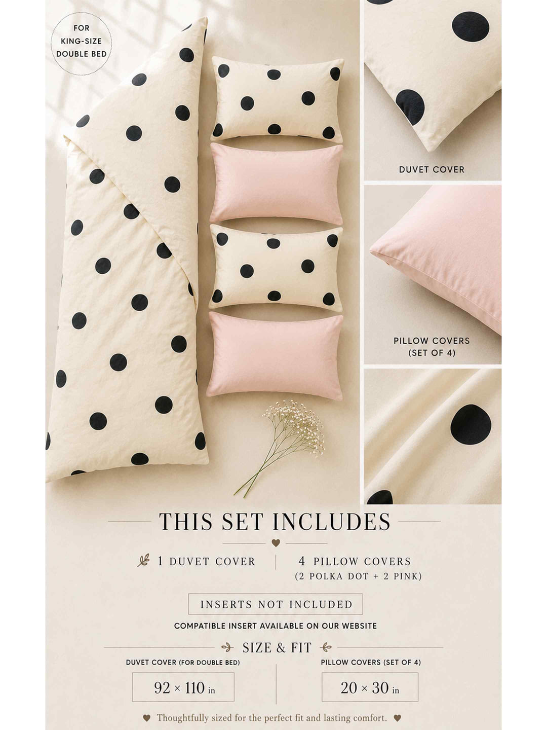 Ink Polka Duvet Cover Set - Black