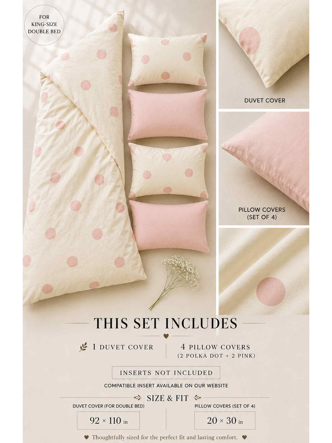 Ink Polka Duvet Cover Set - Peach