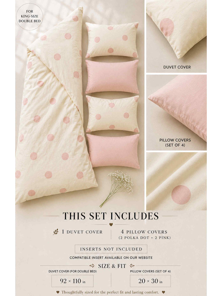 Ink Polka Duvet Cover Set - Peach