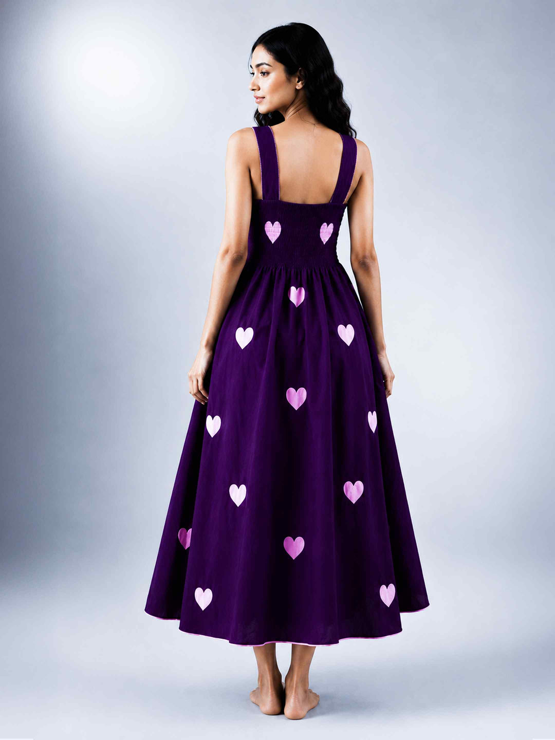 Classic Dress - Aubergine Hearts