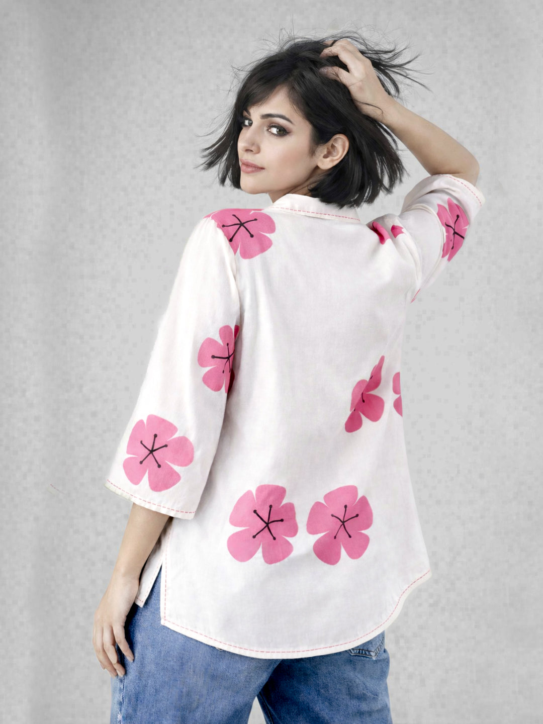 Blush Bloom Kurti - White