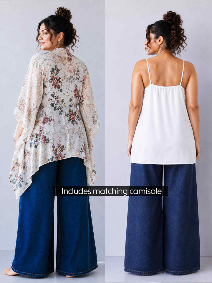 Sheer Tie up Tunic - Floral Print