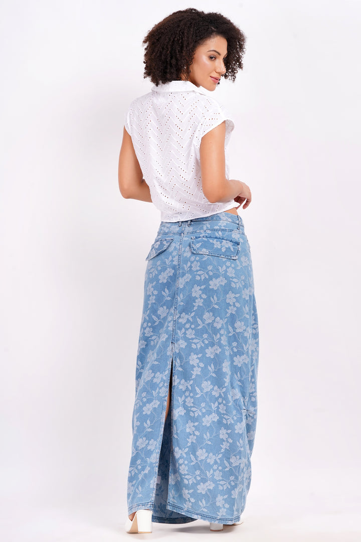 Knotted Schiffli Top - Pearl White