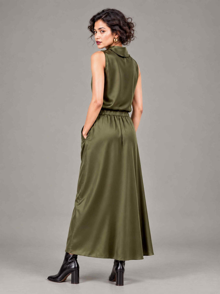 Satin Skirt - Olive